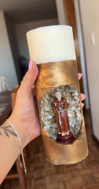 Vela Artesanal Santo Antônio - Gruta de Cristais Naturais e Ouro