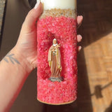 Vela Artesanal Santa Teresinha - Cristais Rosa e Ouro Premium